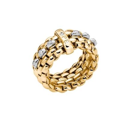 Fope Flex'It 18ct Yellow Gold Ring with Diamond Set