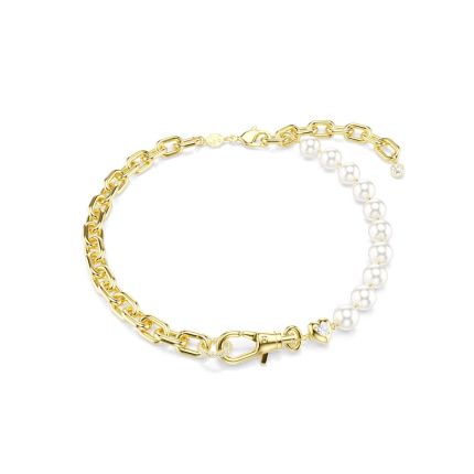 Swarovski Idyllia necklace, Crystal pearl, White, Gold-tone plated