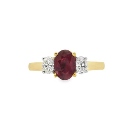 Ruby &amp; Diamond 3 Stone 18ct Ring