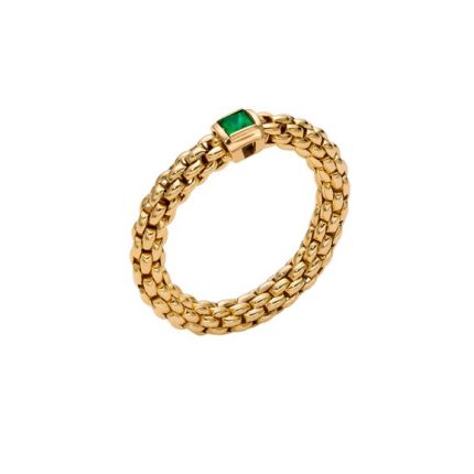 Fope Souls Flex'it 18ct Yellow Gold Ring with Emerald