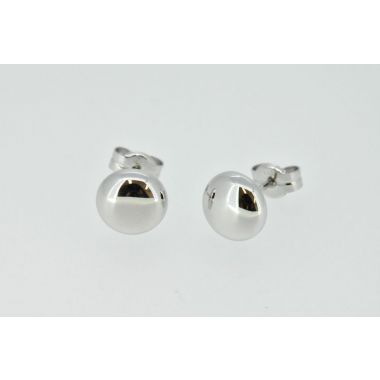 9ct White Gold Button Stud Earrings