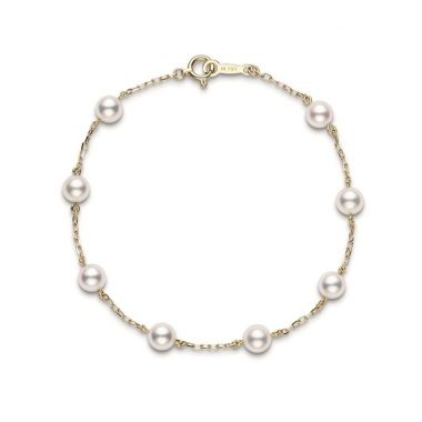 Mikimoto Pearl Chain Bracelet - Yellow Gold