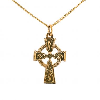 Engraved Celtic Cross 9ct on 16' Chain