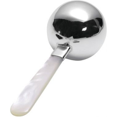 Carrs Childs Silver Rattle with Mother of Pearl Handle