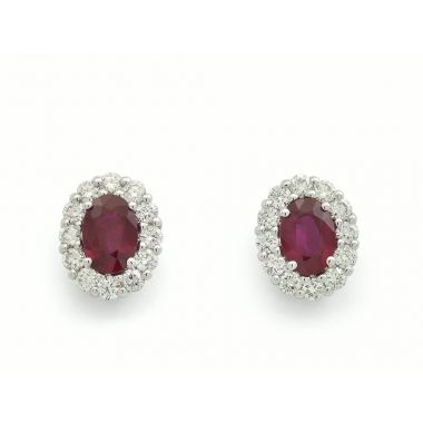Ruby & Diamond 18ct Cluster Earrings