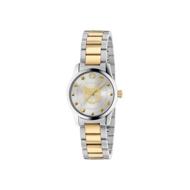 Gucci G-Timeless Silver & Gold Feline Dial Watch 27mm