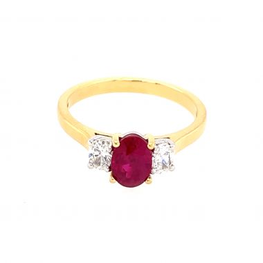 Ruby & Diamond 3 Stone 18ct Ring