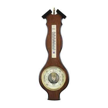 Woodford Broken-Arch Vaneered Aneroid Barometer and Thermometer