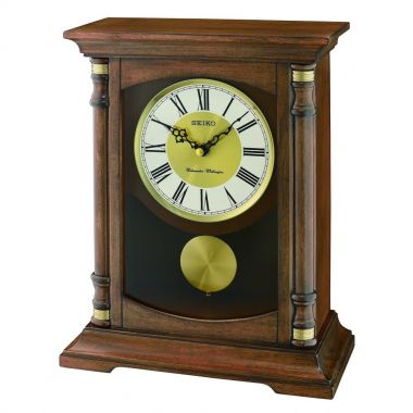 Seiko Clocks Wooden Westminster Chime Battery Mantle Pendulum Clock