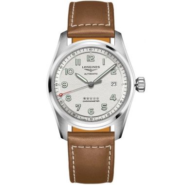 Longines Spirit Automatic Chronometer Silver Dial Brown Strap 40mm