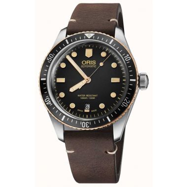 Oris Divers Sixty-Five Leather Strap Watch 40mm
