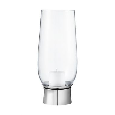Georg Jensen Lumis hurricane candleholder, Large - Mouth-blown glass, Stainless steel