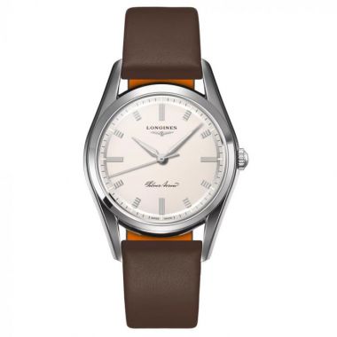 Longines Heritage Silver Arrow Brown Leather Strap 38.5mm L28344722