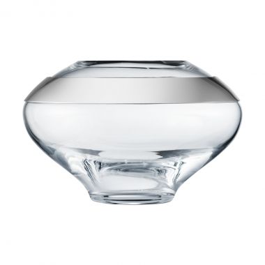 Georg Jensen DUO Vase Small, Mouth-blown glass, Mirror polished stainless steel