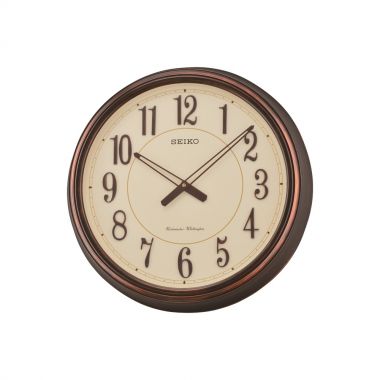Seiko Clocks Wood Effect Round Battery Wall Clock QXD212B