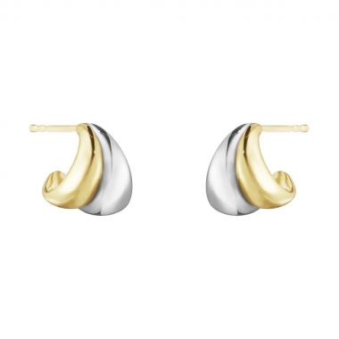 Georg Jensen Curve Earrings, Sterling Silver, 18ct Yellow Gold