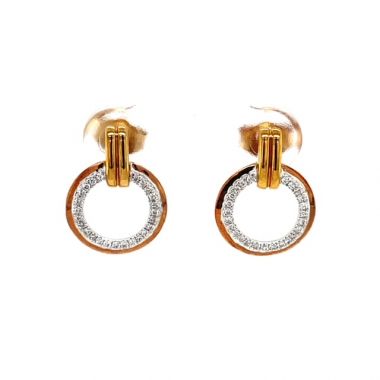 Diamond Circular 9ct Yellow & Rose Earrings