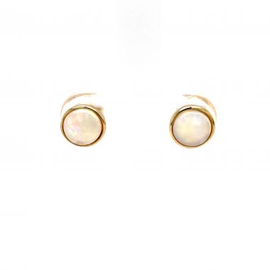Opal Round 9ct Yellow Gold Earrings