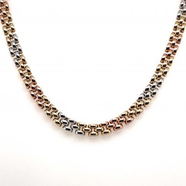 9ct Yellow, White & Rose Gold Ladder Necklet