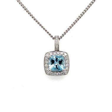 Aquamarine & Diamond 18ct Pendant
