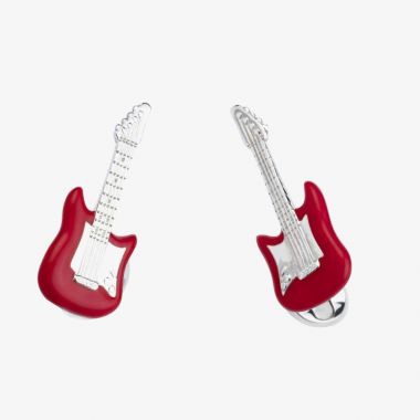 Deakin & Francis Red Guitar Silver Cufflinks
