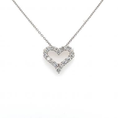 Diamond Heart Shaped 18ct White Gold Pendant