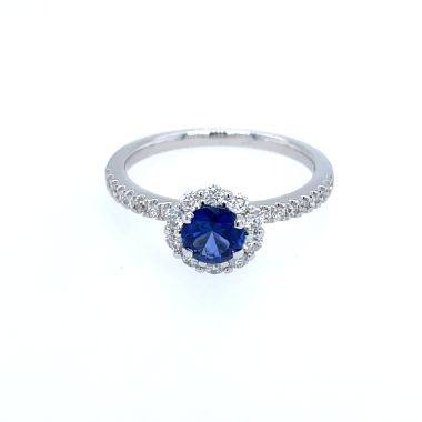 Sapphire & Diamond 18ct White Gold Cluster Ring
