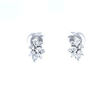 Diamond Snow Flake Style 18ct White Gold Earrings