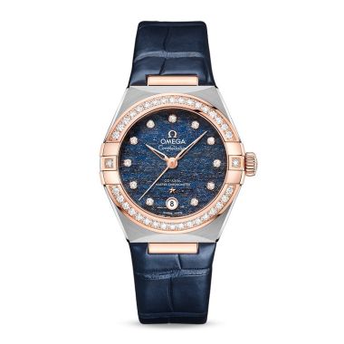 Omega Constellation Co-Axial Master Chronometer Steel - Sedna™ Gold on Leather strap Blue 29mm 131.28.29.20.99.003
