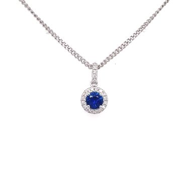 Sapphire & Diamond 18ct White Gold Pendant