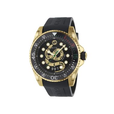 GUCCI Dive XL Black & Yellow Snake Watch 45mm YA136219