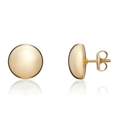 9ct Yellow Gold Polished Button Stud Earrings, 10mm