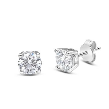 Hayes & Lake Round Single Stone Stud Earrings 1.40ct Lab Grown Diamonds, 18ct White Gold