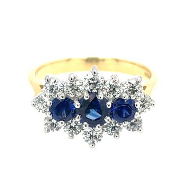 Sapphire & Diamond 18ct Cluster Ring