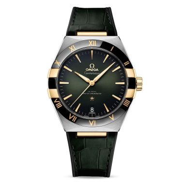 Omega Constellation Co-Axial Master Chronometer Steel - Sedna™ Gold on Leather strap Green 41mm 131.28.29.20.99.001