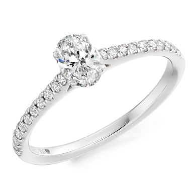 Platinum Oval Cut 0.50ct with Diamond Shoulders Ring