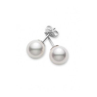Mikimoto White Gold Classic A+ 6.0 x 6.5mm Stud Earrings