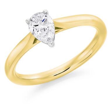 Yellow Gold Pear Cut 0.50ct Diamond Ring
