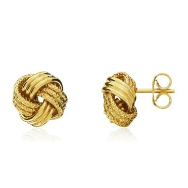 9ct Yellow Gold Polished & Textured Knot Earrings
