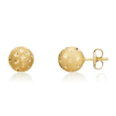 9ct Yellow Gold Satin Star Ball Stud Earrings