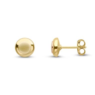 9ct Yellow Gold Satin Centre & Polished Edge Stud Earrings