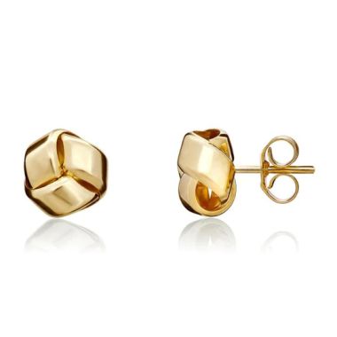9ct Yellow Gold Polished Smooth Knot Stud Earrings