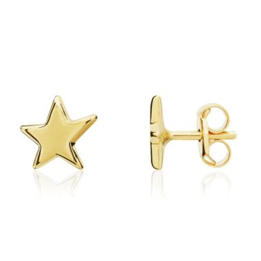 9ct Yellow Gold Polished Star Stud Earrings