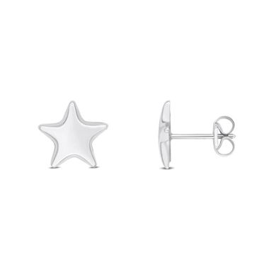 9ct White Gold Polished Star Stud Earrings