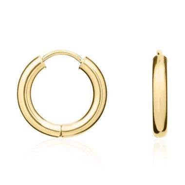 9ct Yellow Gold Polished Round Hoop Earrings