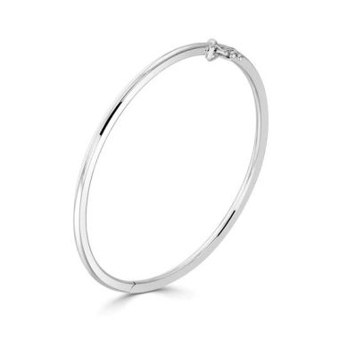 Polished Round Solid 9ct White Gold Bangle