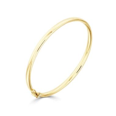 Polished Round Solid 9ct Yellow Gold Bangle