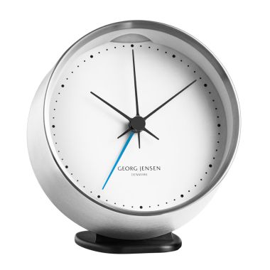 Georg Jensen Koppel Clock w. Alarm and Holder, White 10cm