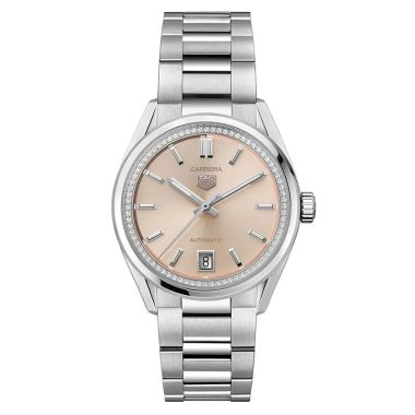 Tag Heuer Carrera Date Automatic Powder Pink with Diamonds 36mm Watch WBN231A.BA0001