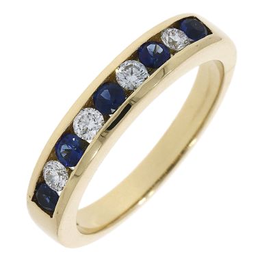 Sapphire & Diamond 9 Stone Eternity 18ct Ring